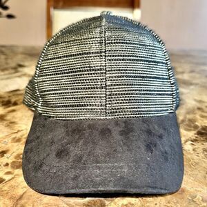 Free People Women's Suede Silver Metallic Adjustable Hat Cap